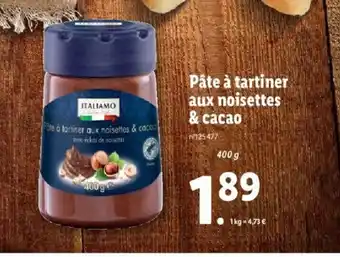 Lidl Pate A Tartiner Aux Noisettes & Cacao offre