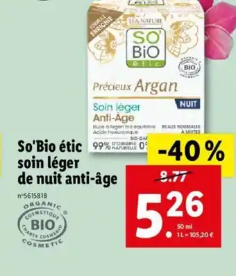 So'Bio étic Soin Léger De Nuit Anti-Age