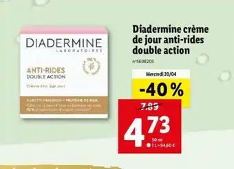 Lidl Diadermine Créme De Jour Anti-Rides Double Action offre