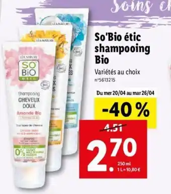 Lidl So'Bio étic Shampooing Bio offre