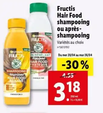 Lidl Fructis Hair Food Shampooing Ou Aprés-Shampooing offre
