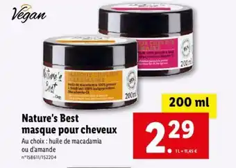 Lidl Nature's Best Masque Pour Cheveux offre