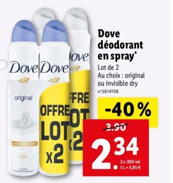 Promo Dove Déodorant En Spray* chez Lidl