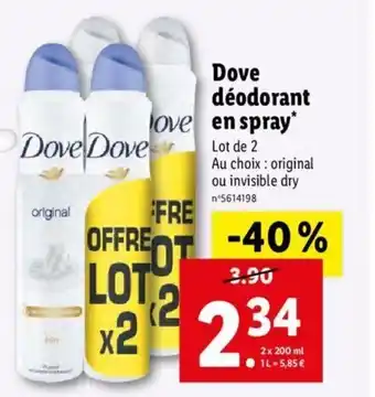Lidl Dove Déodorant En Spray* offre