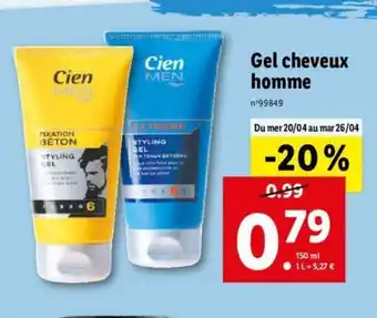 Lidl Gel Cheveux Homme offre