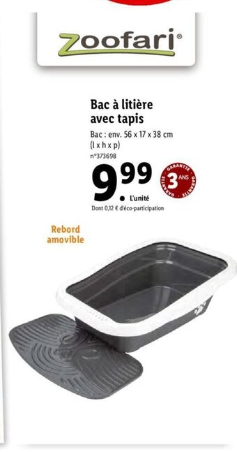 Lidl Bac A Litiére Avec Tapis offre