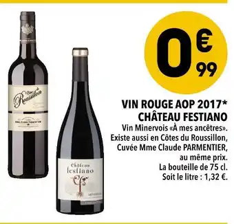 Supeco Château festiano vin rouge aop 2017 offre