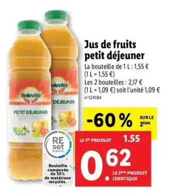 Lidl Jus de fruits petit déjeuner offre