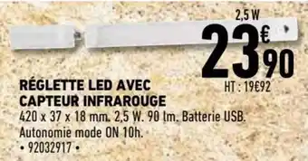 Brico Cash Réglette led avec capteur nifrarouge offre