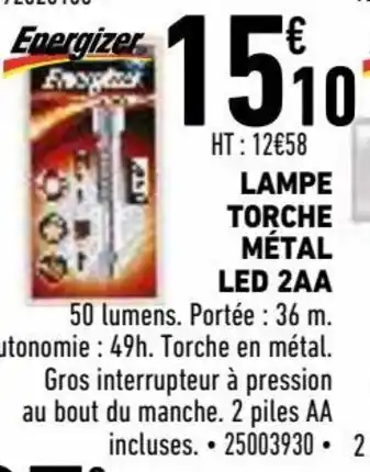 Brico Cash Lampe torche métal led 2aa offre
