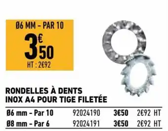 Brico Cash Rondelles à dents inox a4 pour tige filetée offre