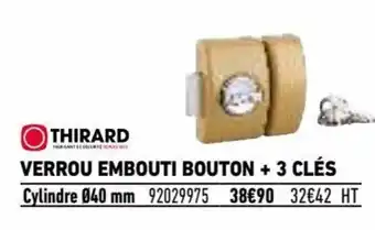 Verrou embouti bouton + 3 clés