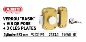 Verrou Basik + vis de pose + 3 clés plates