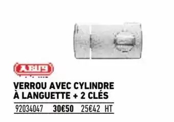 Verrou avec cylindre a languette + 2 clés