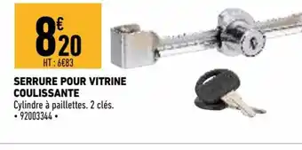 Serrure pour vitrine coulissante