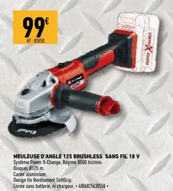 Brico Cash Meuleuse d'angle 125 brushless sans fil 18 V offre
