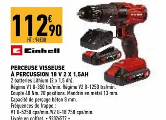 Brico Cash Perceuse visseuse à percussion 18 V 2x1.5 AH offre