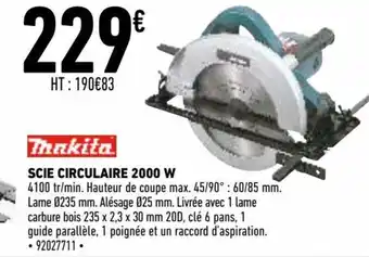 Brico Cash Scie circulaire 2000 W offre