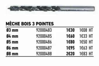 Brico Cash Mèche bois 3 pointes offre