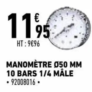 Brico Cash Manomète ø50mm 10 bars 1/4 mâle offre