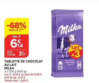 Tablette De Chocolat Au Lait Milka