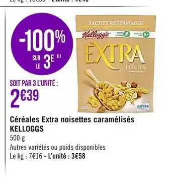 Casino Supermarchés Céréales Extra Noisettes Caramélisés offre