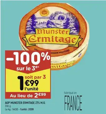 Leader Price Aop munster ermitage 27% m.g. offre