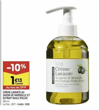 Leader Price Crème lavante au savon de marseille et extrait huile d'olive offre