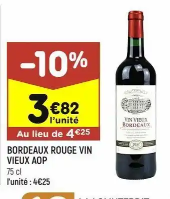 Leader Price Bordeaux rouge vin vieux aop offre
