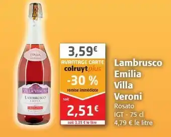 Colruyt Lambrusco emilia villa veroni offre