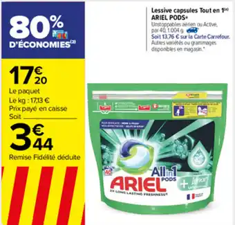 Carrefour Market Lessive Capsules Tout En 1 Ariel Pods offre