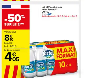 Carrefour Market Lait Uht Demi-Écrémé Maxi Format Lactel offre
