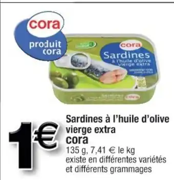 Cora x Carrefour Sardines à l'huile d'olive vierge extra offre