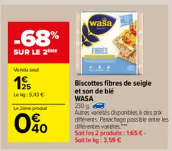 Carrefour Market Biscottes Fibres De Seigle offre