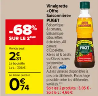 Carrefour Market Vinaigrette Offre Saisonnière Puget offre