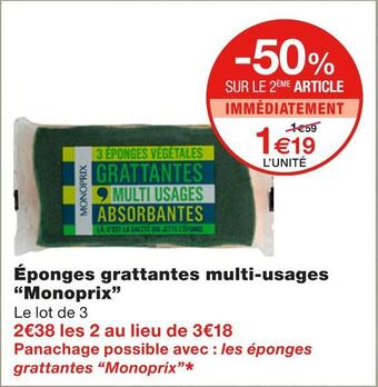 Monoprix Monoprix éponges grattantes multi-usages offre