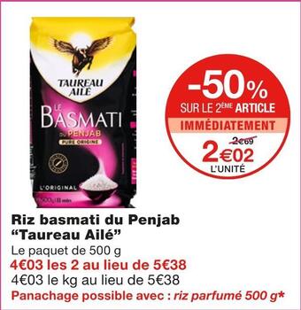 Monoprix Taureau ailé riz basmati du penjab offre