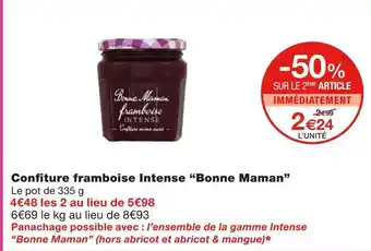 Monoprix Bonne maman confiture framboise intense offre