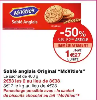 Monoprix Mcvitie’s sablé anglais original offre