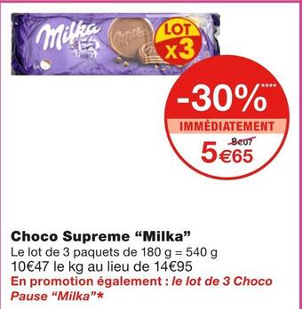 Monoprix Milka choco supreme offre