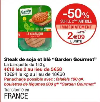 Monoprix Garden gourmet steak de soja et blé offre
