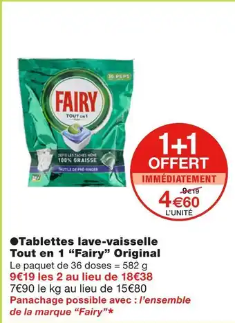 Monoprix Fairy tablettes lave-vaisselle tout en 1 original offre