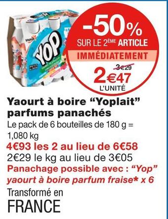 Monoprix Yoplait yaourt à boire parfums panachés offre