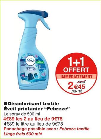Monoprix Febreze désodorisant textile éveil printanier* offre