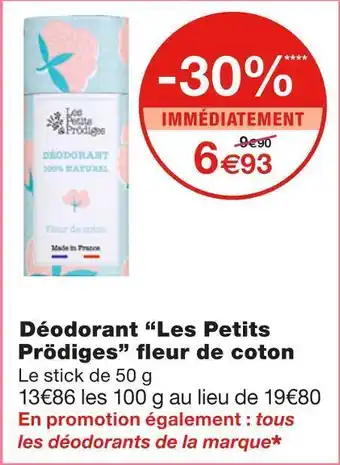 Monoprix Les petits prödiges déodorant fleur de coton offre