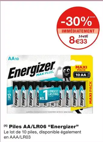 Monoprix Energizer piles aa/lr06 offre