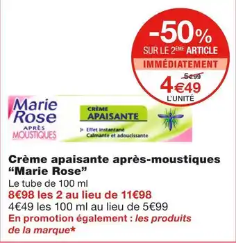 Monoprix Marie rose crème apaisante après-moustiques offre
