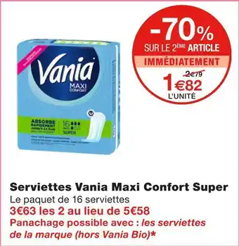 Monoprix Vania serviettes maxi confort super offre