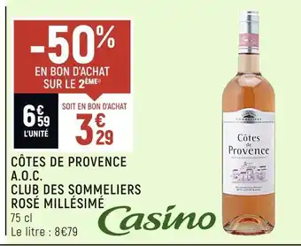 Petit Casino Club des sommeliers côtes de provence a.o.c. rosé millésimé offre