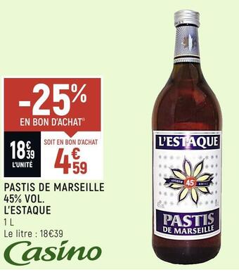Spar L’estaque pastis de marseille 45% vol. offre